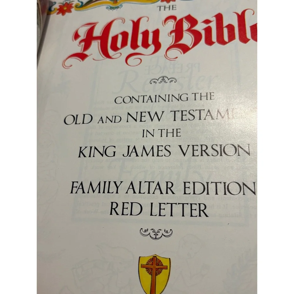 Holy Bible King James Version Family Altar Edition White Gold Red Letter 1977